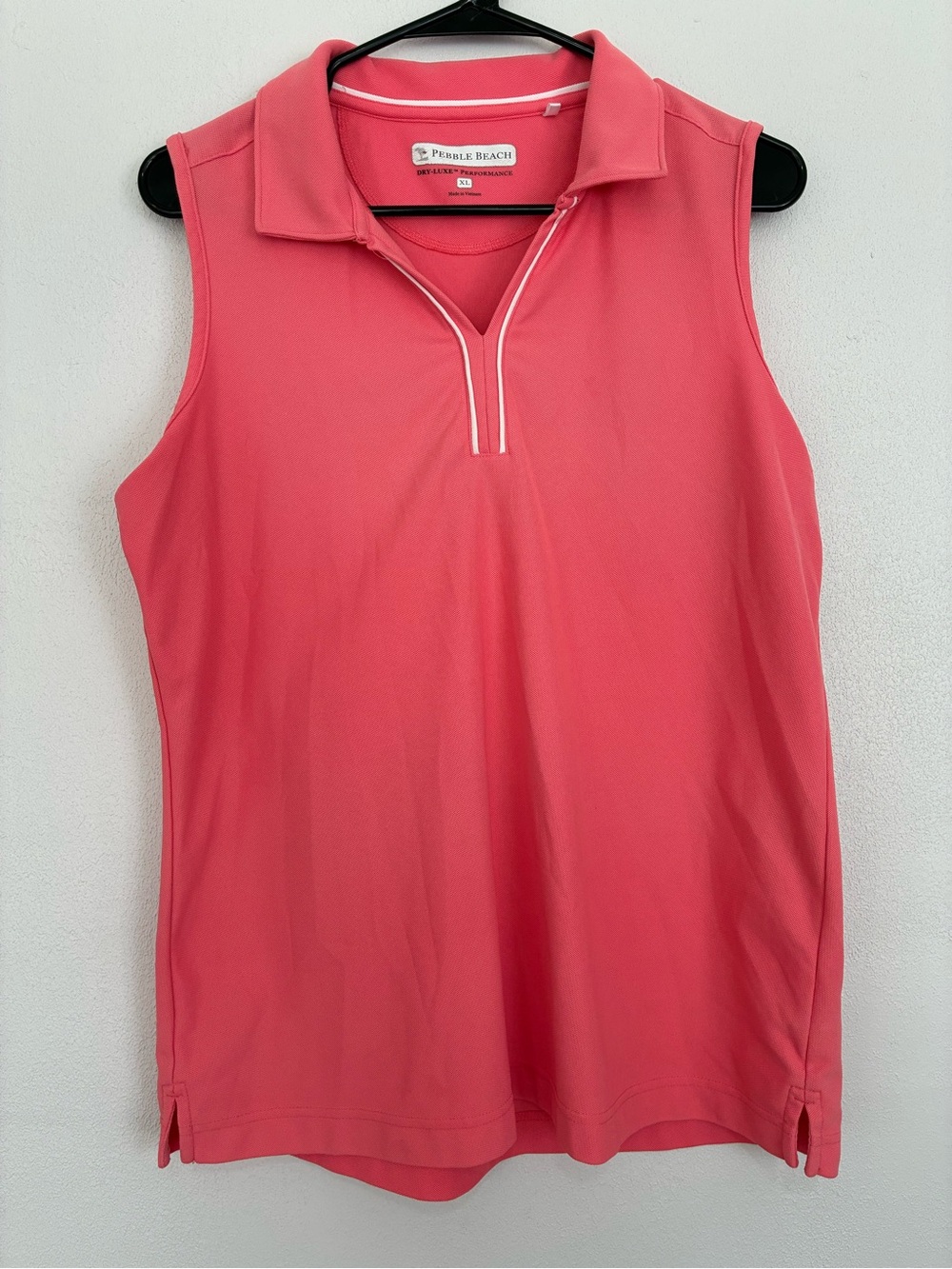 Pebble Beach Coral Pink Sleeveless Golf Polo